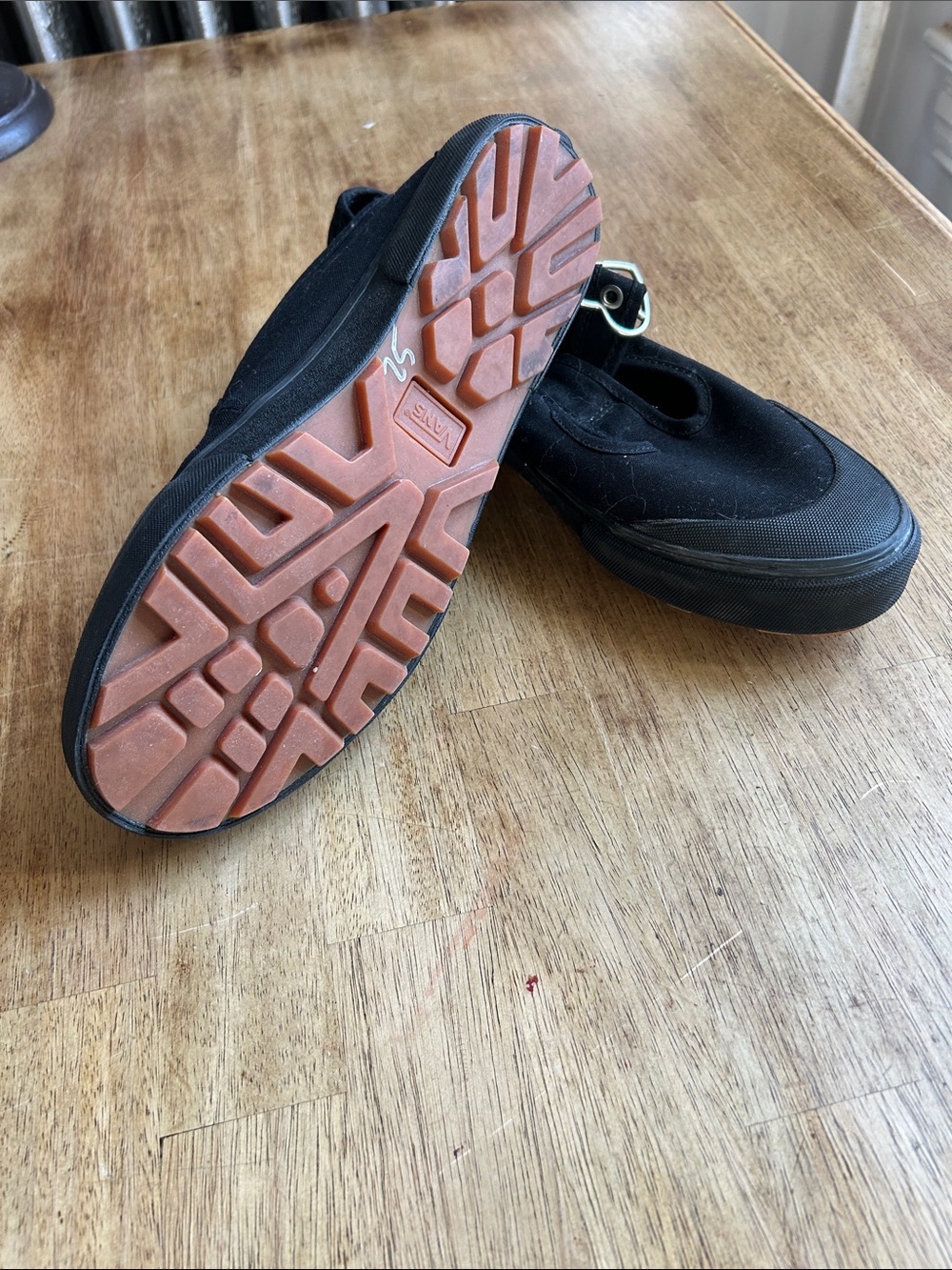 Vans Black Canvas Mary Jane Flats with Heart Buckle Detail - Picture 3 of 3